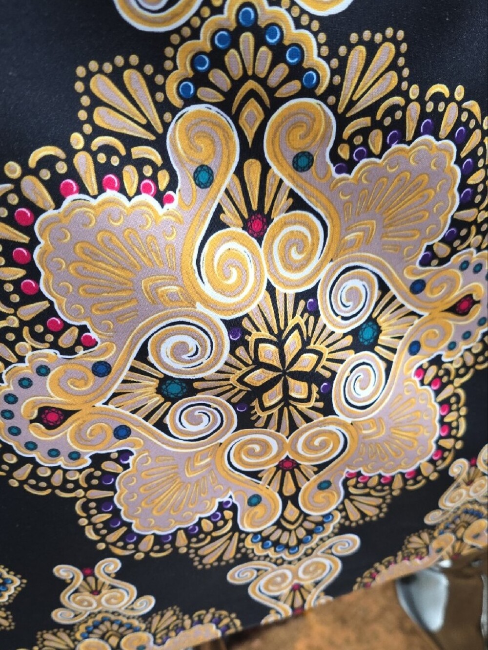 New York & Company Black Midi Dress with Gold Medallion Print - Picture 5 of 11